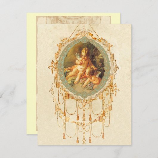 Antikes Cherub Verziertes Kunstdesign Einladung (Vorne/Hinten)