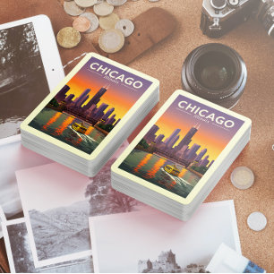 Antikes Chicago Illinois Spielkarten