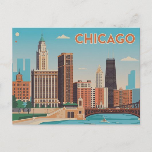 Antikes Chicago Postkarte (Vorderseite)