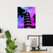 Antikes China Canton die blumige Pagode Poster (Heimbüro)