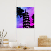 Antikes China Canton die blumige Pagode Poster (Küche)