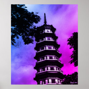 Antikes China Canton die blumige Pagode Poster