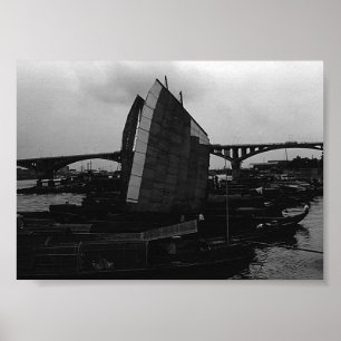 Antikes China Changsha xiang jiang Flussboot Poster