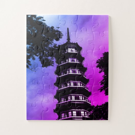 Antikes China Kanton die Blumenpagode Puzzle (Vertikal)