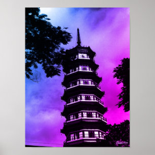 Antikes China Kanton die blumige Pagode Poster