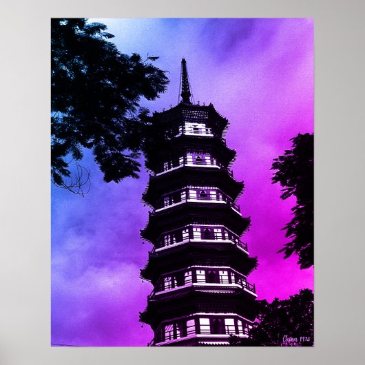 Antikes China Kanton die blumige Pagode Poster (Vorne)