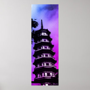 Antikes China Kanton die blumige Pagode Poster