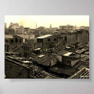 Antikes China Kanton Stadt Poster