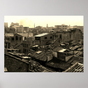 Antikes China Kanton Stadt Poster