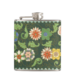 Antikes chinesisches Cloisonné-Muster: Jade Grün Flachmann