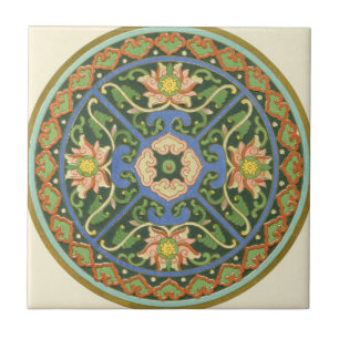 Antikes chinesisches Cloisonné-Muster: Jade Grün Fliese