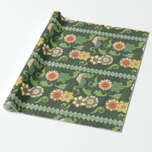 Antikes chinesisches Cloisonné-Muster: Jade Grün Geschenkpapier