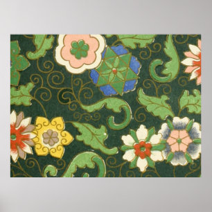 Antikes chinesisches Cloisonné-Muster: Jade Grün Poster
