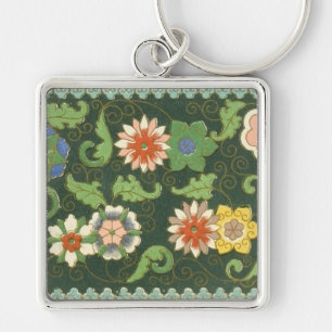 Antikes chinesisches Cloisonné-Muster: Jade Grün Schlüsselanhänger