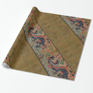 Antikes chinesisches Drache Seidenstickerei-Muster Geschenkpapier