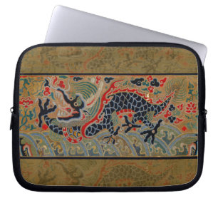 Antikes chinesisches Drache Seidenstickerei-Muster Laptopschutzhülle