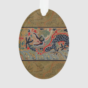 Antikes chinesisches Drache Seidenstickerei-Muster Ornament
