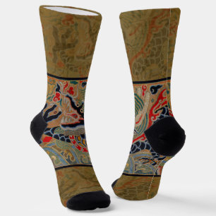Antikes chinesisches Drache Seidenstickerei-Muster Socken