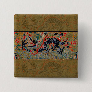 Antikes chinesisches Drachen-Seidenstickereimuster Button