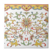 Antikes chinesisches florales Blattfriesmuster Fliese (Vorderseite)