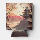 Antikes chinesisches Scenepapier geschnitten Braun Dosenkühler (Vorderseite)