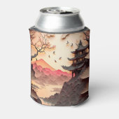 Antikes chinesisches Scenepapier geschnitten Braun Dosenkühler (Kanne Rückseite)