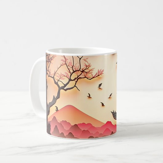 Antikes Chinesisches Scenepapier geschnitten braun Kaffeetasse (Vorderseite Links)