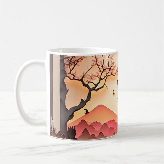 Antikes Chinesisches Scenepapier geschnitten braun Kaffeetasse (Links)