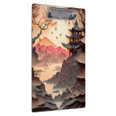 Antikes chinesisches Scenepapier geschnitten braun Klemmbrett (Rechts)