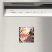 Antikes Chinesisches SzenenpapierCut Brown Square  Magnet (In Situ (Geschirrspüler))