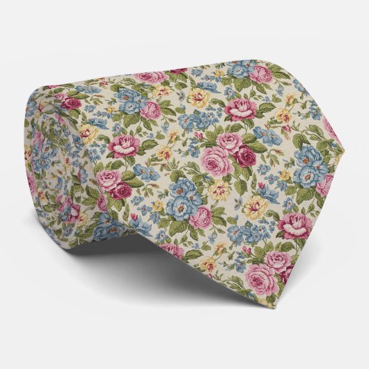 Antikes Chintz-Blumenmuster Krawatte (Gerollt)