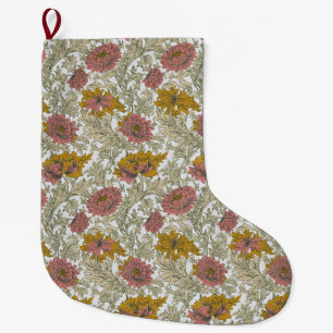 Antikes Chrysanthemen-Muster von William Morris Großer Weihnachtsstrumpf