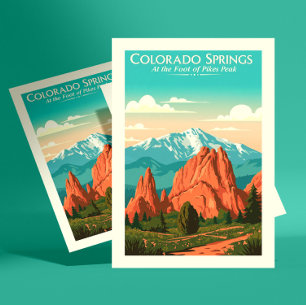 Antikes Colorado Springs Postkarte