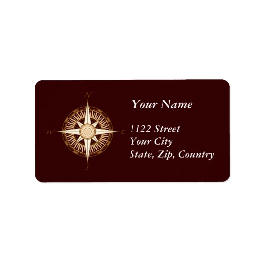 Antikes Compass Chocolate Brown Address Label Adressaufkleber (Vorne)