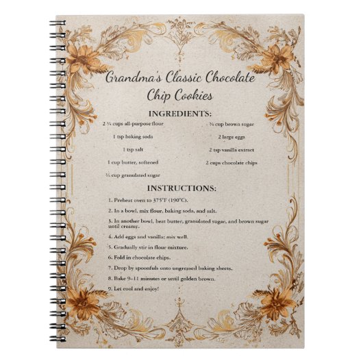 Antikes Cookbook Border Design Notizblock (Vorderseite)