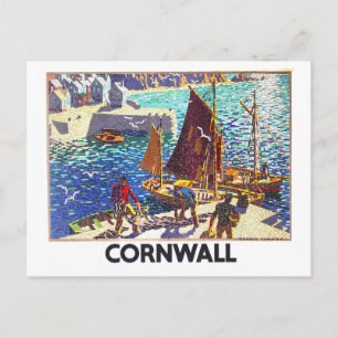 Antikes Cornwall-Mosaik-Reiseposter Postkarte