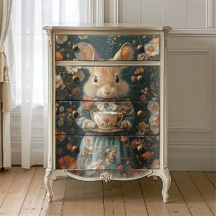 Antikes Cottagecore-Maus-Teeparty-Blumenmuster Seidenpapier