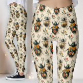 Antikes cremefarbenes Blumenkäfer-Exemplar Leggings