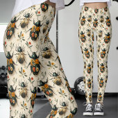 Antikes cremefarbenes Blumenkäfer-Exemplar Leggings