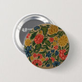 Antikes Crewel-Blumenstickereimuster Button (Vorne & Hinten)