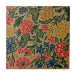 Antikes Crewel-Blumenstickereimuster Fliese