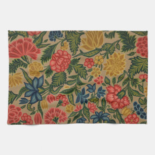 Antikes Crewel-Blumenstickereimuster Geschirrtuch
