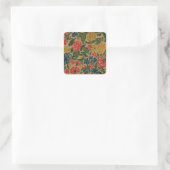 Antikes Crewel-Blumenstickereimuster Quadratischer Aufkleber (Tasche)