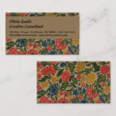 Antikes Crewel-Blumenstickereimuster Visitenkarte (Vorne/Hinten)