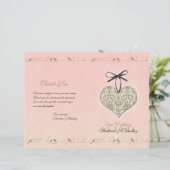Antikes Damast-Herz-Hochzeitsprogramm (Stehend Vorderseite)