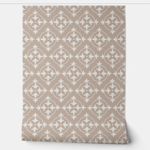 Antikes Damast-Medaillon und florale Fleur-de-Lis Tapete