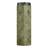 Antikes Damast-Muster aus Jute Thermosbecher (Rückseite)