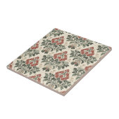 Antikes Damast Rot Grün Beige Fliese (Seite)
