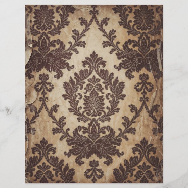 Antikes Damast-Shabby-Chic-Schreibpapier (Vorderseite)