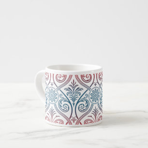 Antikes Damast-Wallpaper - blau violett rot Espressotasse